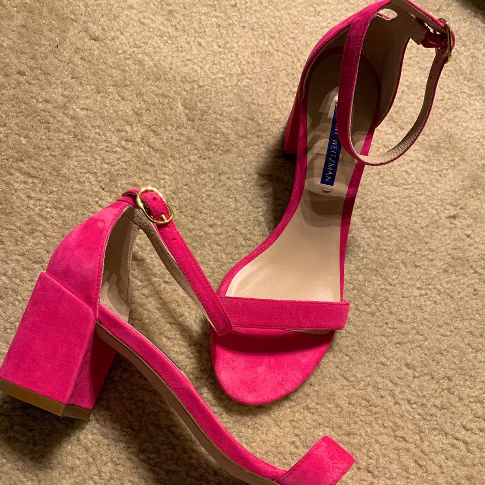 NWOT Stuart weitzman block Heel sandals pink